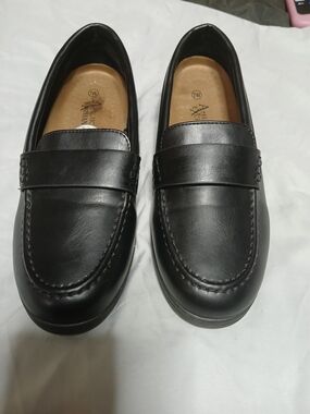 American Exchange Black Slip-On Penny Loafers for Men